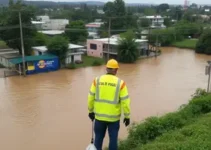 transbordamento de córrego