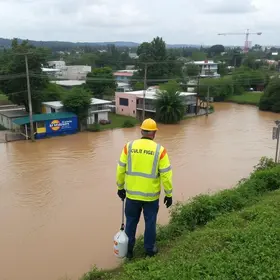 transbordamento de córrego
